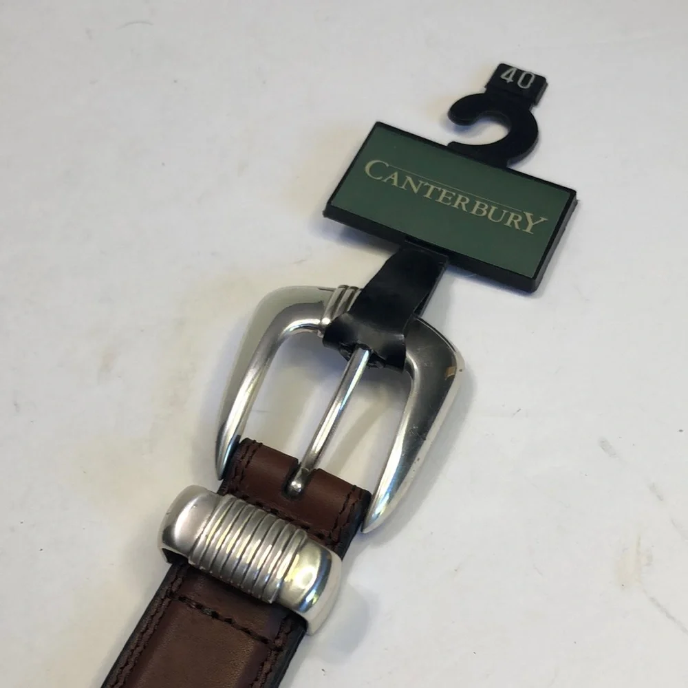 Canterbury Brown Silver Oil Tanned Cowhide Leather Belt size 40